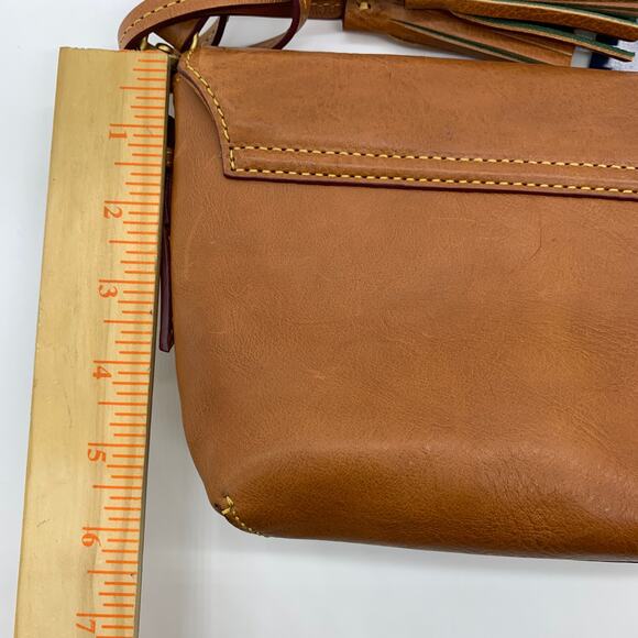 Dooney & Bourke Saddle Crossbody Bag Florentine Leather Brown Natural Purse - Picture 9 of 16